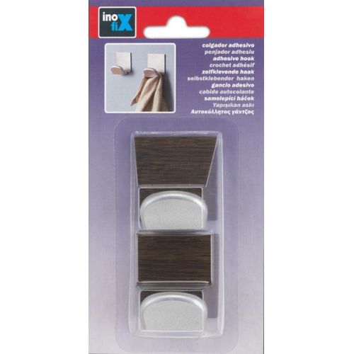 Colgador adhesivo base metálica madera / wengué
