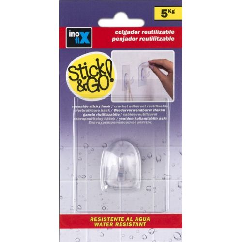 Colgador adherente reutilizable base 80x62 mm. / transparente