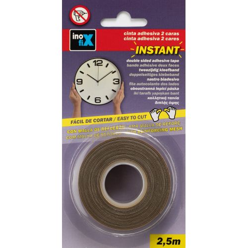 Cinta adhesiva con malla de refuerzo 19 mm x 2,5 m. / transparente