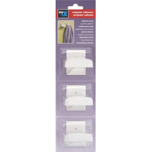 Colgador adhesivo metal-plástico grande / blanco
