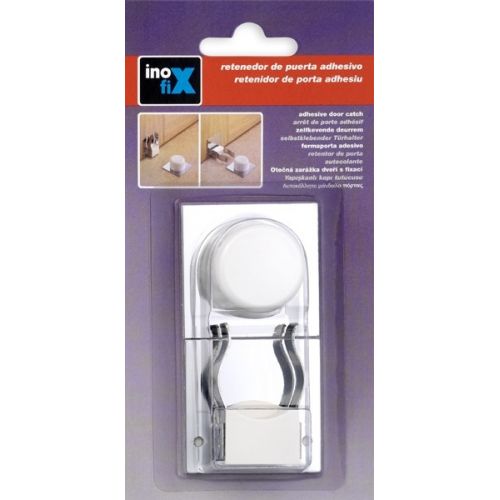 Tope y retenedor pinza adhesivos para puerta / blanco
