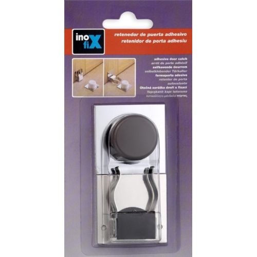 Tope y retenedor pinza adhesivos para puerta / marrón