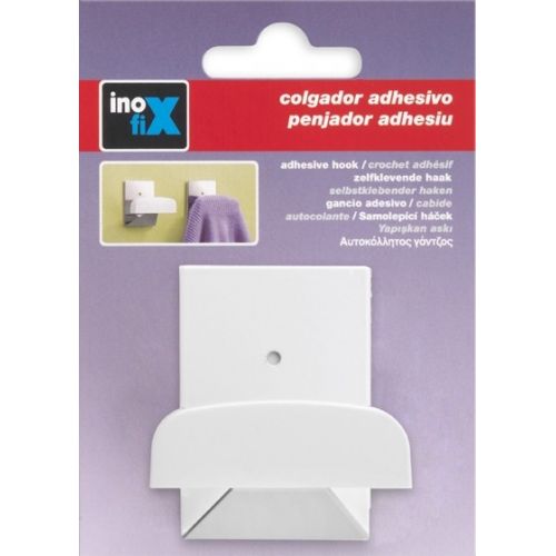 Colgador adhesivo metal-plástico grande / blanco
