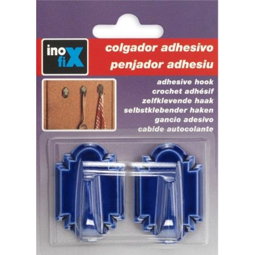 Colgador adhesivo / azul cerámica