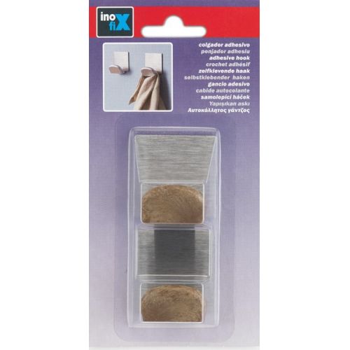 Colgador adhesivo con base de acero inoxidable / madera