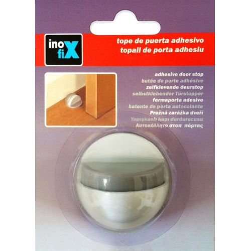 Tope de puerta metálico adhesivo / blanco