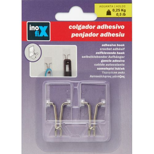 Colgador adhesivo con gancho móvil / transparente