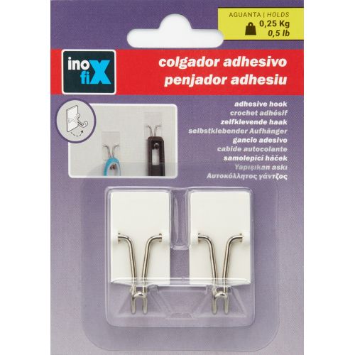Colgador adhesivo con gancho móvil / blanco