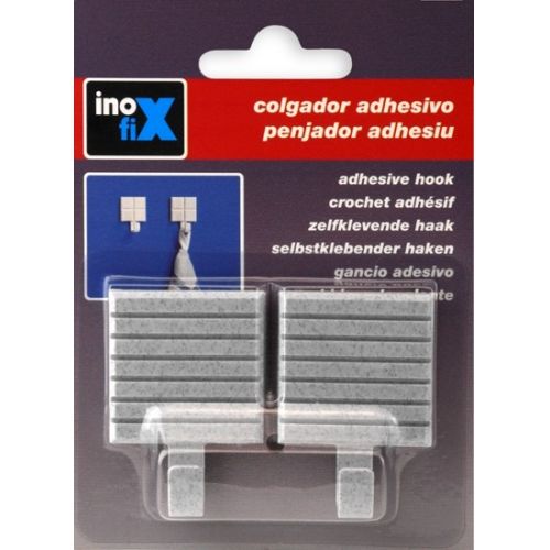 Colgador adhesivo baldosa rayada / gris