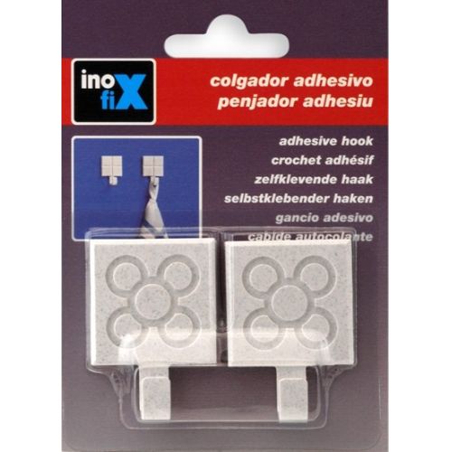 Colgador adhesivo baldosa rayada / blanco