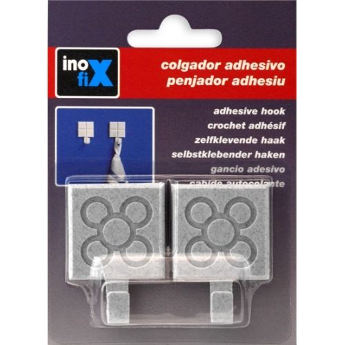 Colgador adhesivo baldosa rayada / gris