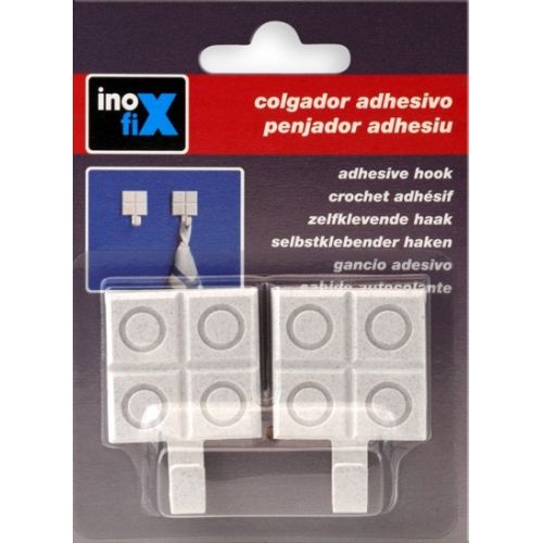 Colgador adhesivo baldosa rayada / blanco