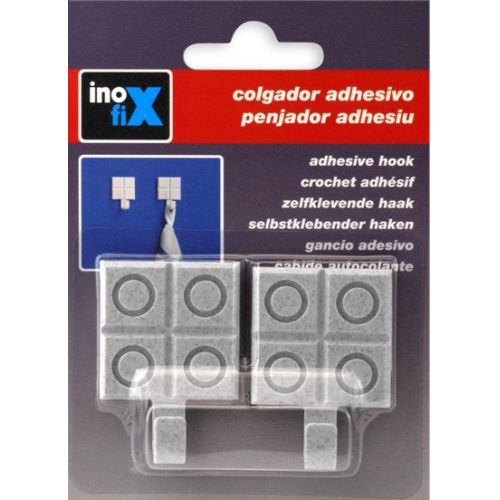 Colgador adhesivo baldosa rayada / gris