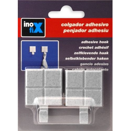 Colgador adhesivo baldosa rayada / gris
