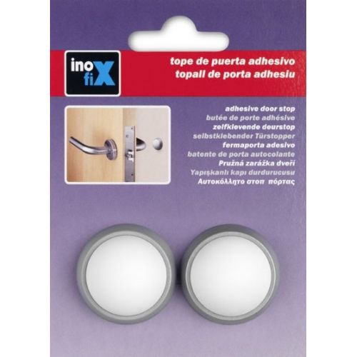 Tope puerta adhesivo de pared / cromo mate blanco