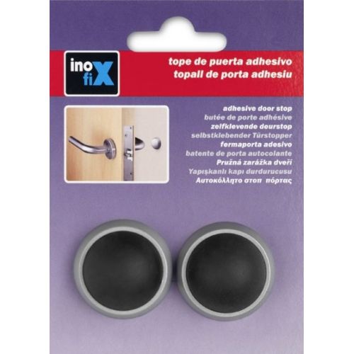 Tope puerta adhesivo de pared / cromo mate negro
