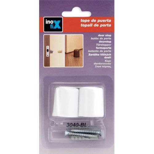 Tope de puerta con tornillo / blanco