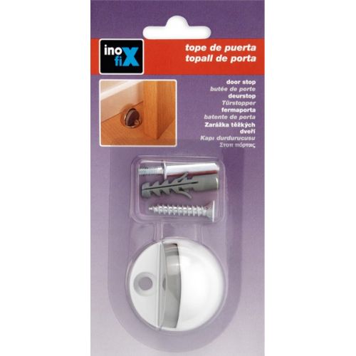 Tope de puerta metálico con tornillo / blanco