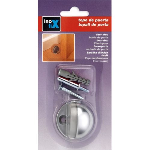 Tope de puerta metálico con tornillo / cromo mate