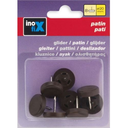 Patín deslizante plástico Ø 20 mm / marrón