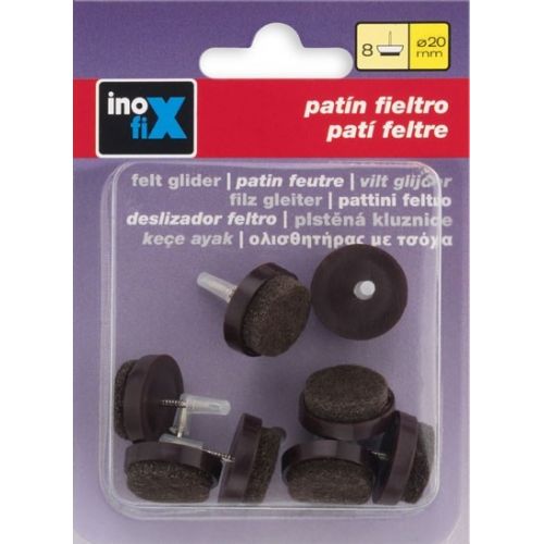 Patín deslizante fieltro Ø 20 mm / marrón