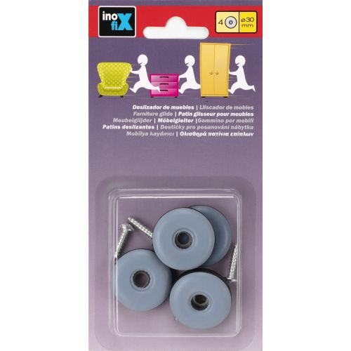 Deslizador mueble con tornillo ø 30 mm / gris