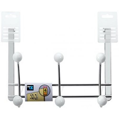 Colgador sobrepuerta 3 ganchos dobles / blanco