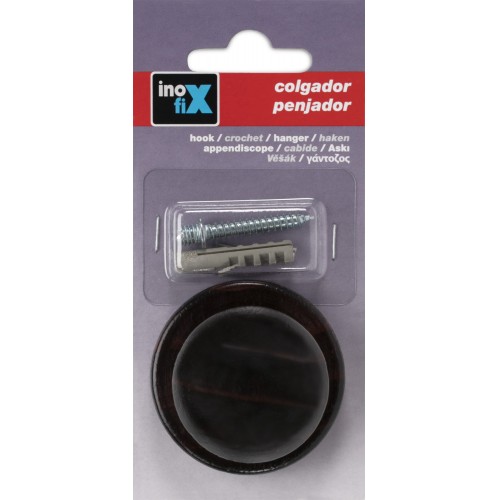 Colgador madera de pino 1 pomo / wengué