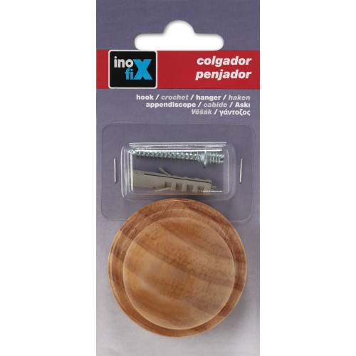 Colgador madera de pino 1 pomo / natural