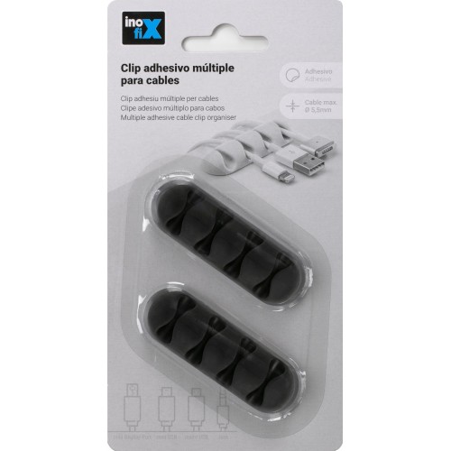 Clip adhesivo múltiple para cables / negro