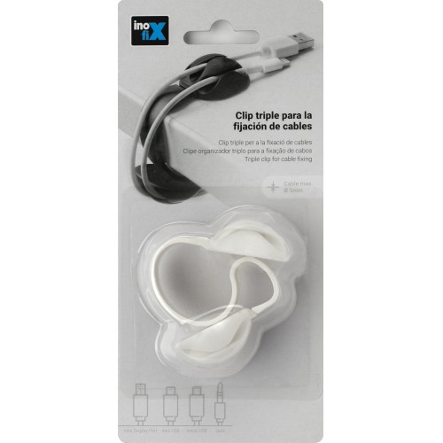 Clip para cables triple / blanco
