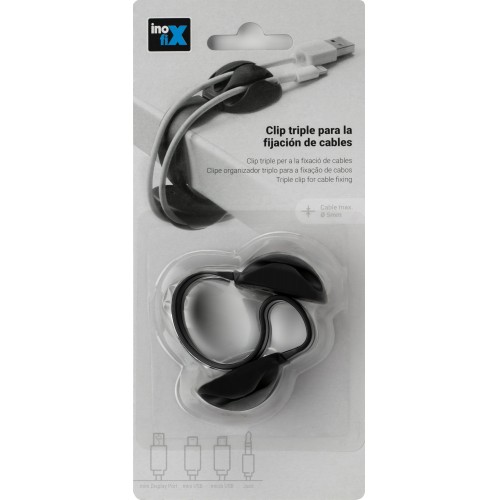 Clip para cables triple / negro