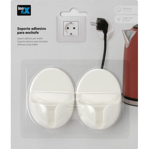 Soporte adhesivo para enchufe / blanco
