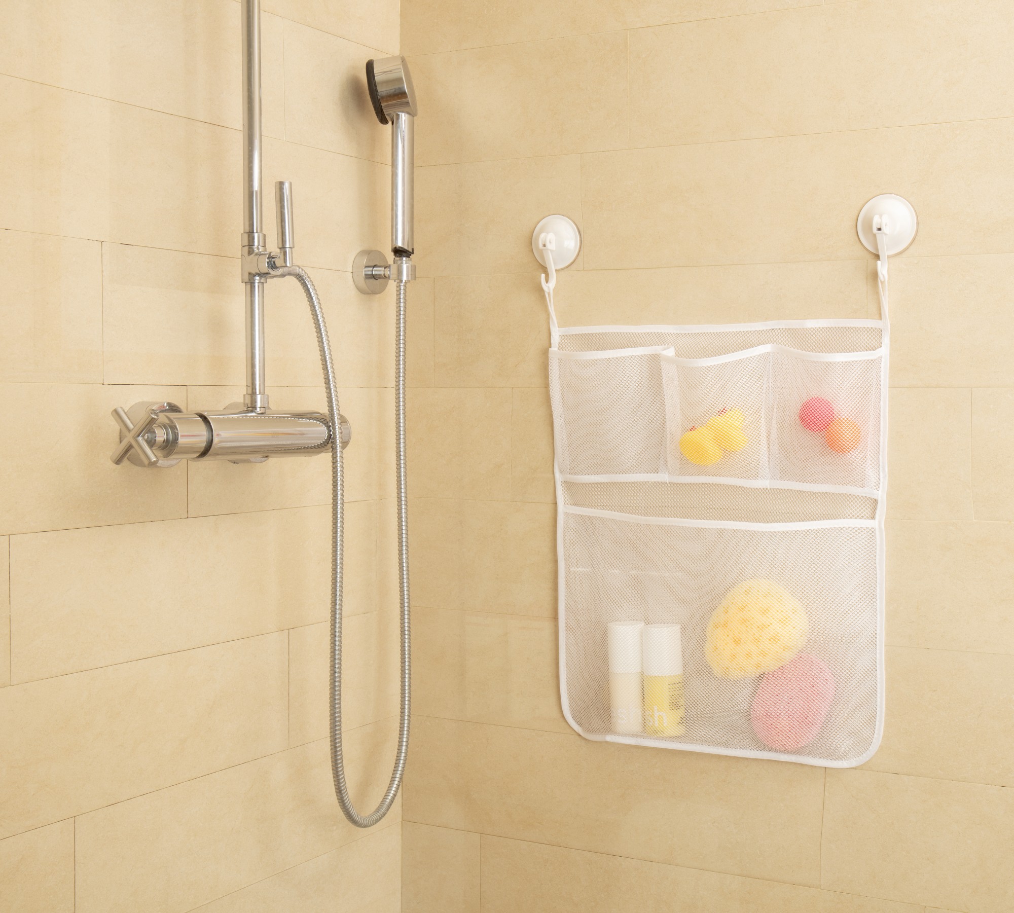 Cesta de malla con ventosa 43x53cm / blanco