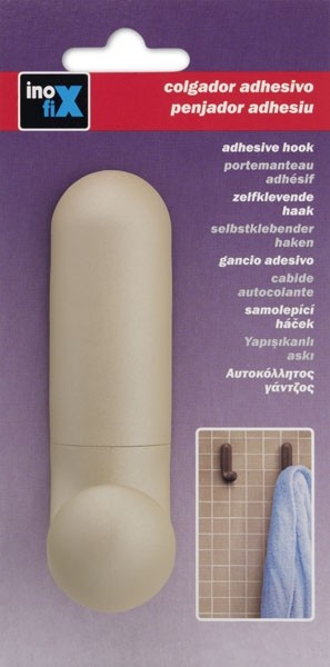 Colgador adhesivo \"J\" / beige satinado