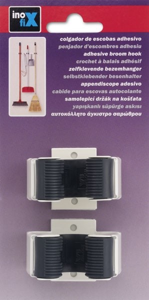 Colgador escobas adhesivo / blanco