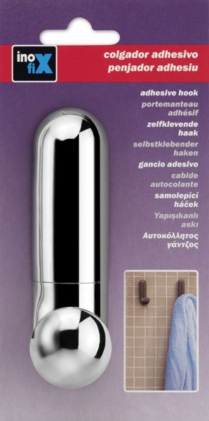 Colgador adhesivo \"J\" / metalizado plata