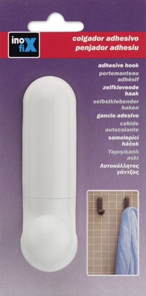 Colgador adhesivo \"J\" / blanco