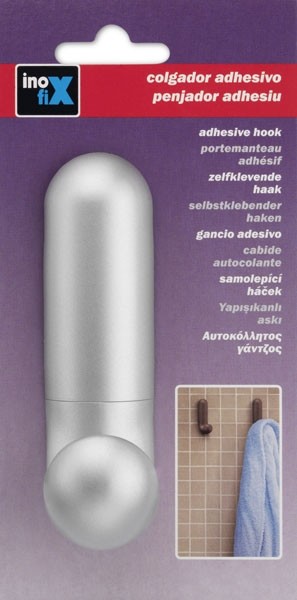 Colgador adhesivo \"J\" / cromo mate