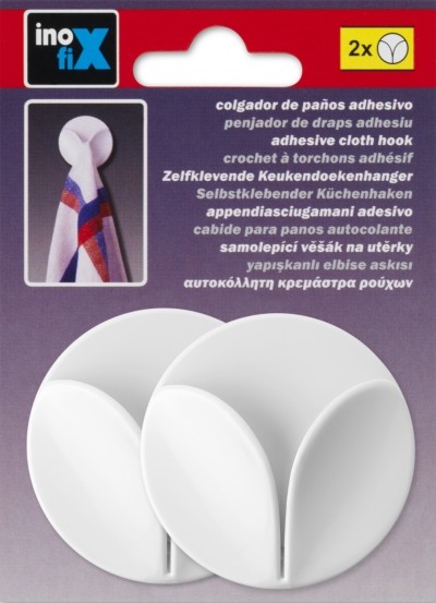 Colgador paños cocina adhesivo / blanco