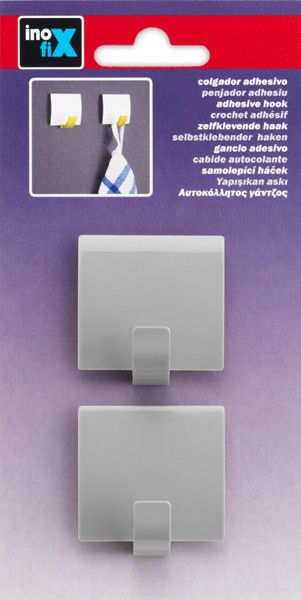 Colgador adhesivo cuadrado / gris claro