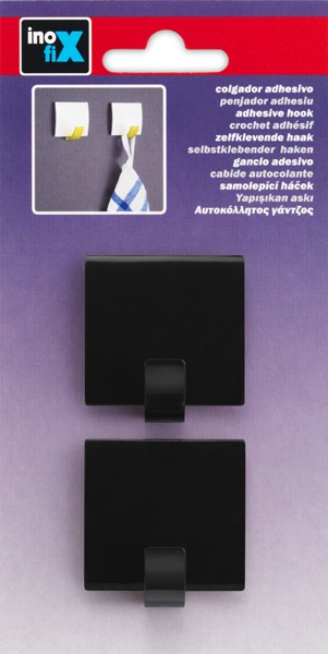 Colgador adhesivo cuadrado / negro