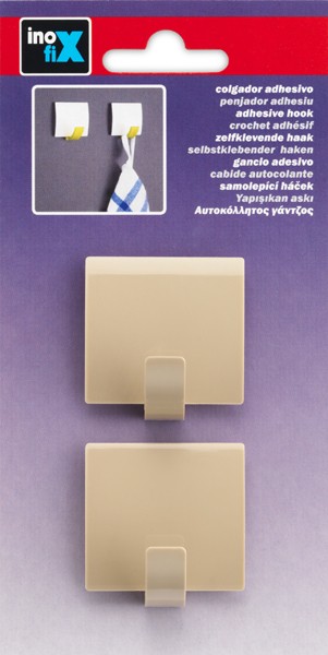 Colgador adhesivo cuadrado / beige