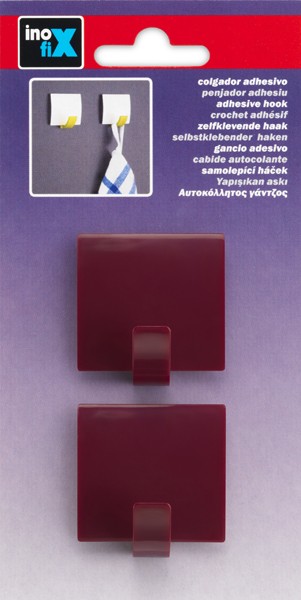 Colgador adhesivo cuadrado / berenjena