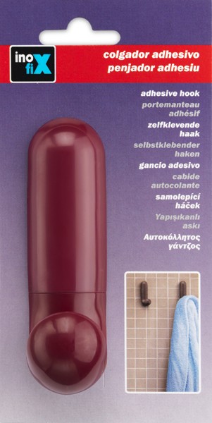 Colgador adhesivo \"J\" / berenjena