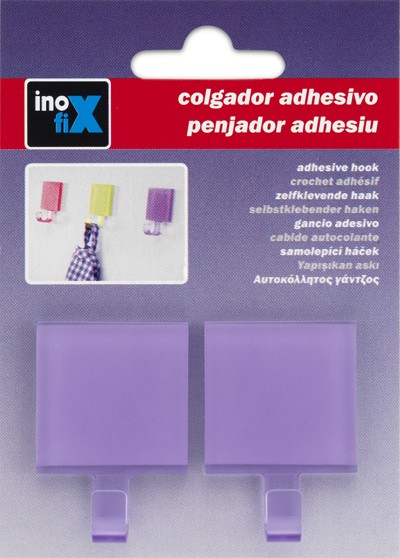 Colgador adhesivo semitransparente / violeta