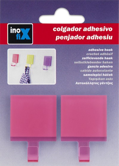 Colgador adhesivo semitransparente / rosa