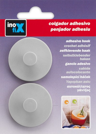 Colgador adhesivo circular / gris claro