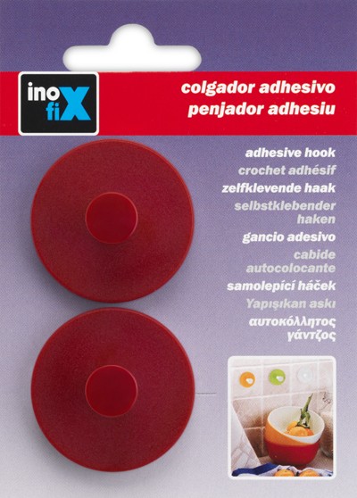Colgador adhesivo circular / rojo oscuro