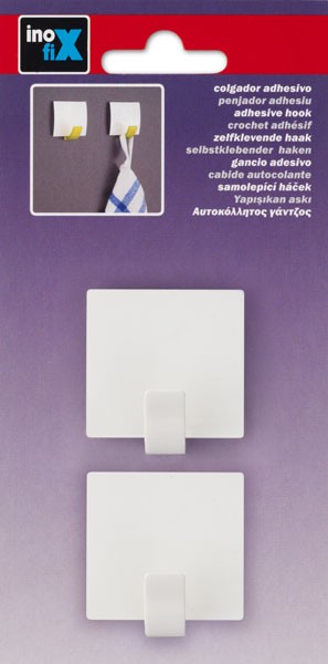 Colgador adhesivo cuadrado / blanco